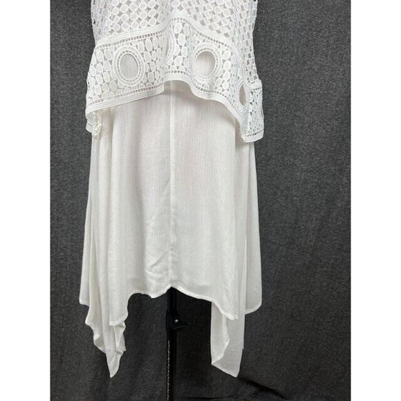 Alya Women's White Lace Crochet Sleeveless Dress Assymetrical Scoop Neck Small - Picture 3 of 7